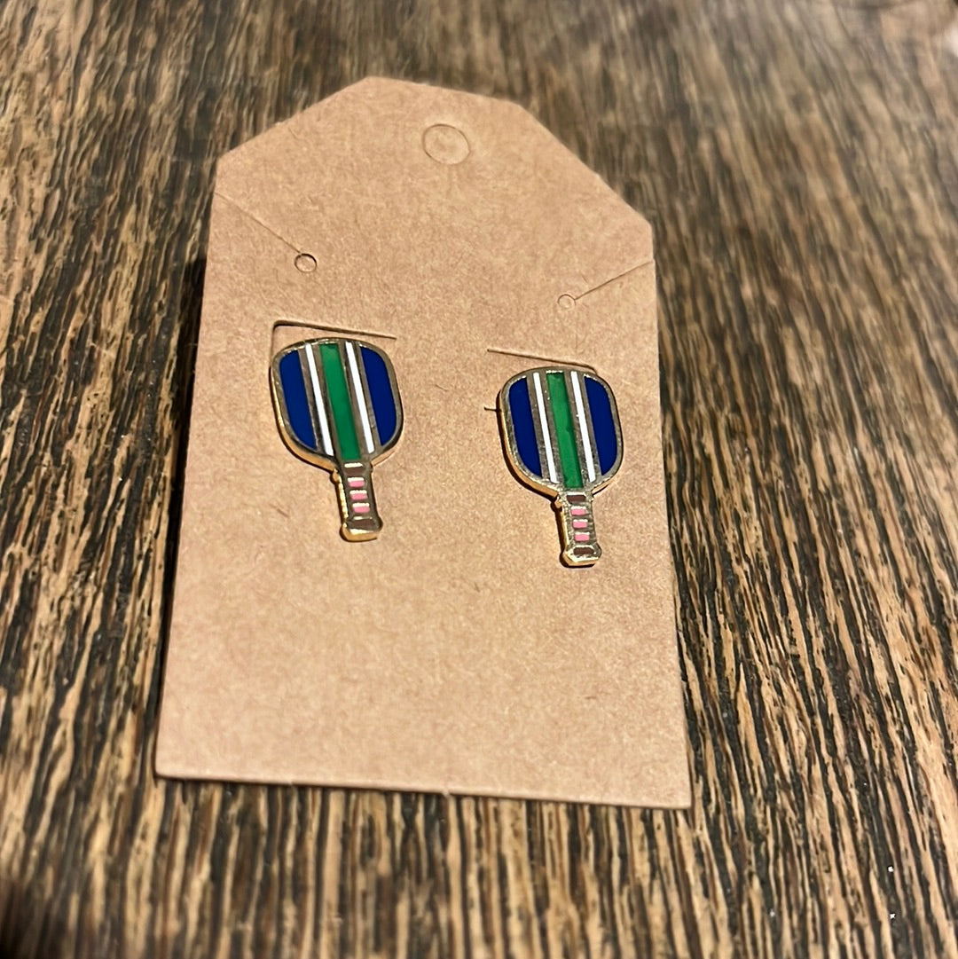 Pickle ball earrings-blue