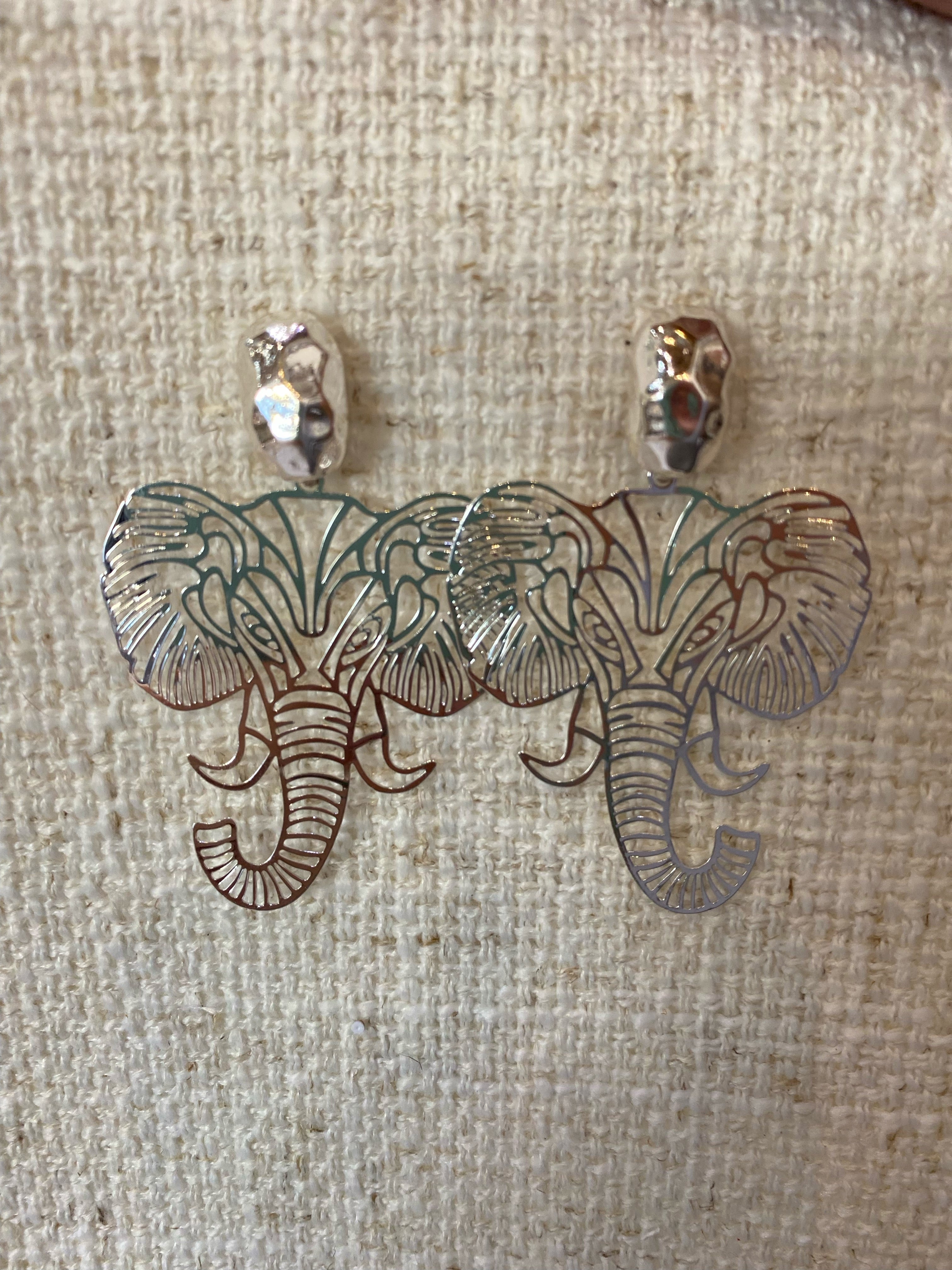 Silver Elephant Earring