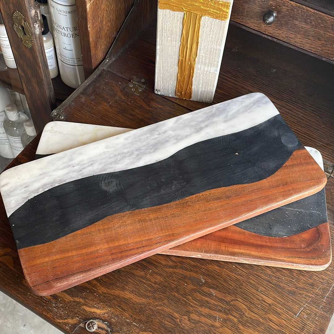 Marble and Wood Serving Board