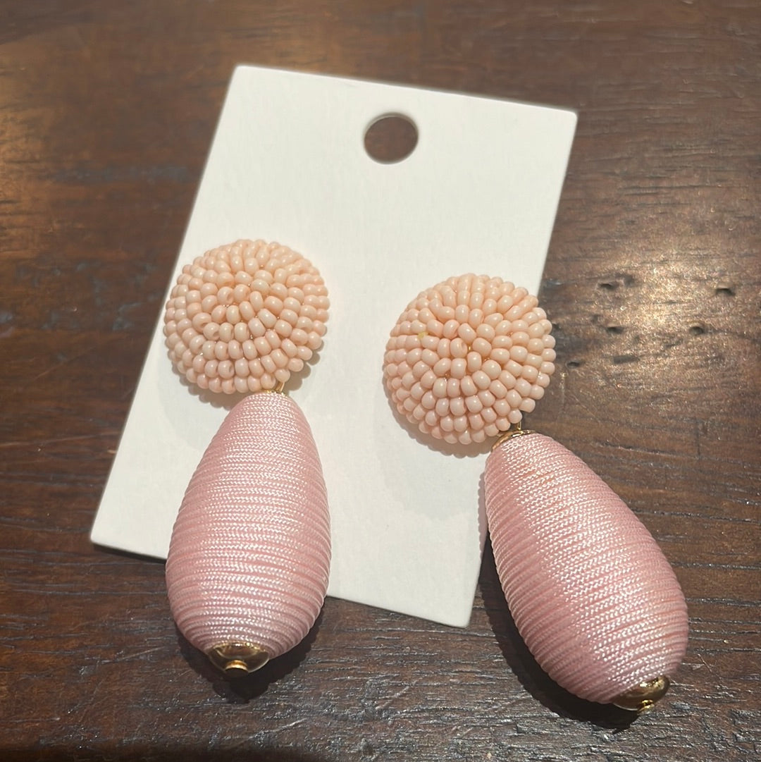 Pink Thread Teardrop Earrings